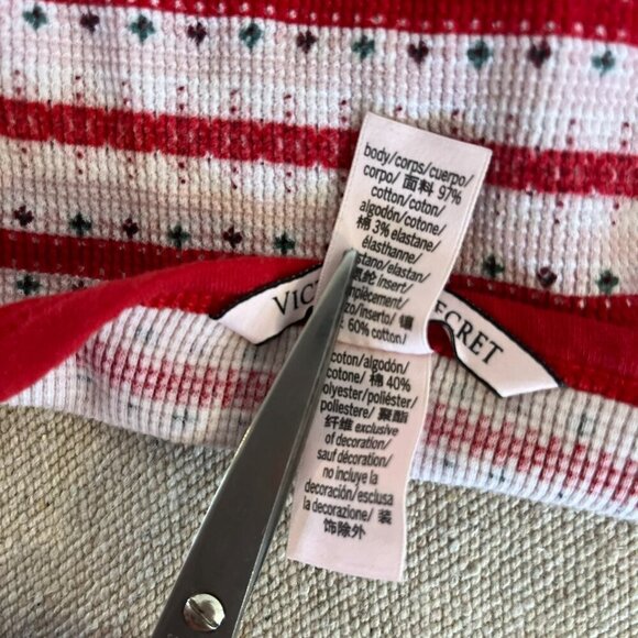 Victoria Secret Woman's Red/White Striped Plaid Thermal Pajama's Sz Lr - Picture 5 of 11
